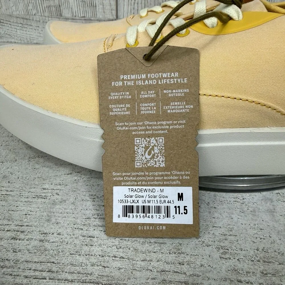 Olukai Tradewind Canvas Casual Shoes Mens Sz 11.5 Solar Glow/orange Sherbet New